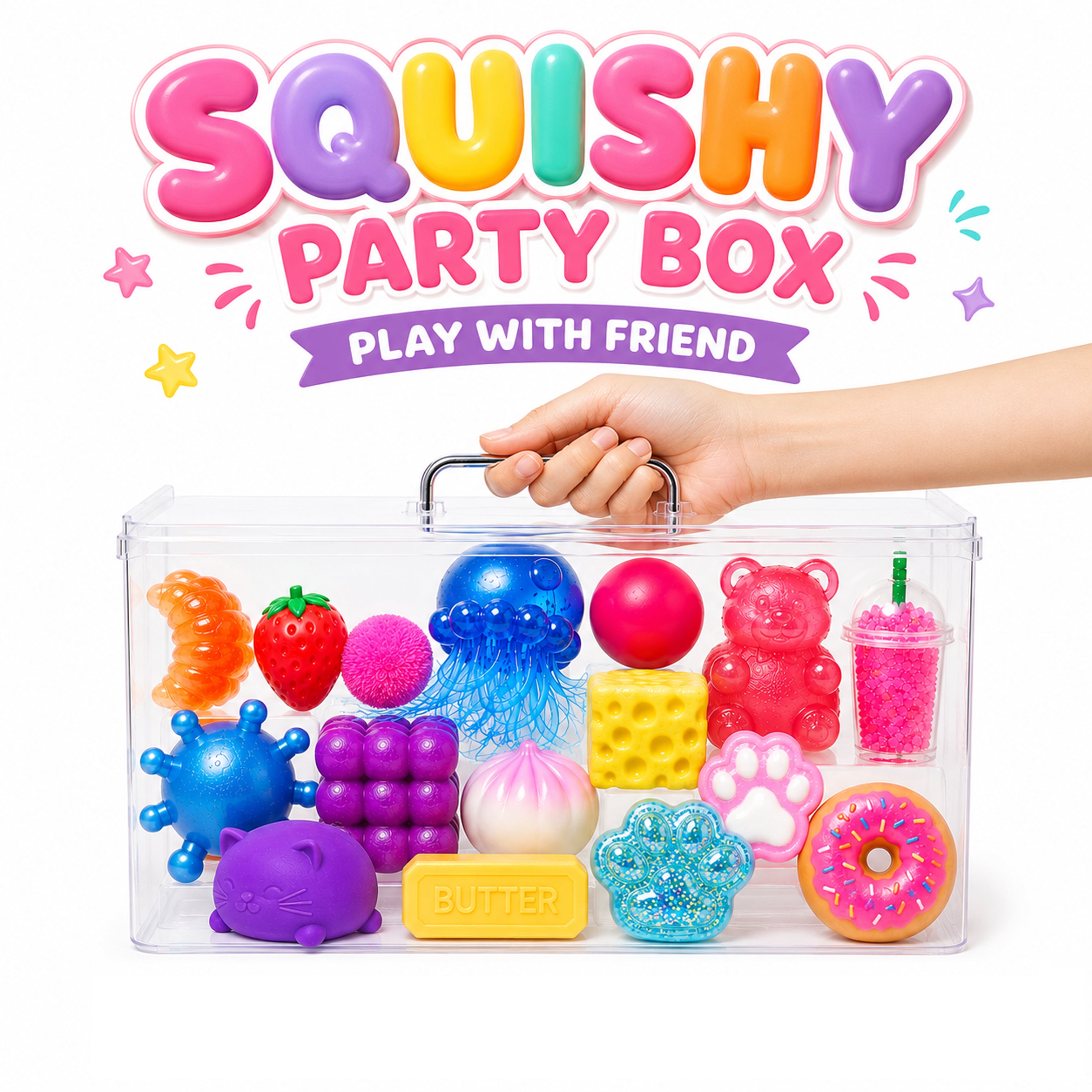 Squishy Party Box – Play With Friends – 10+ Squishies Inside