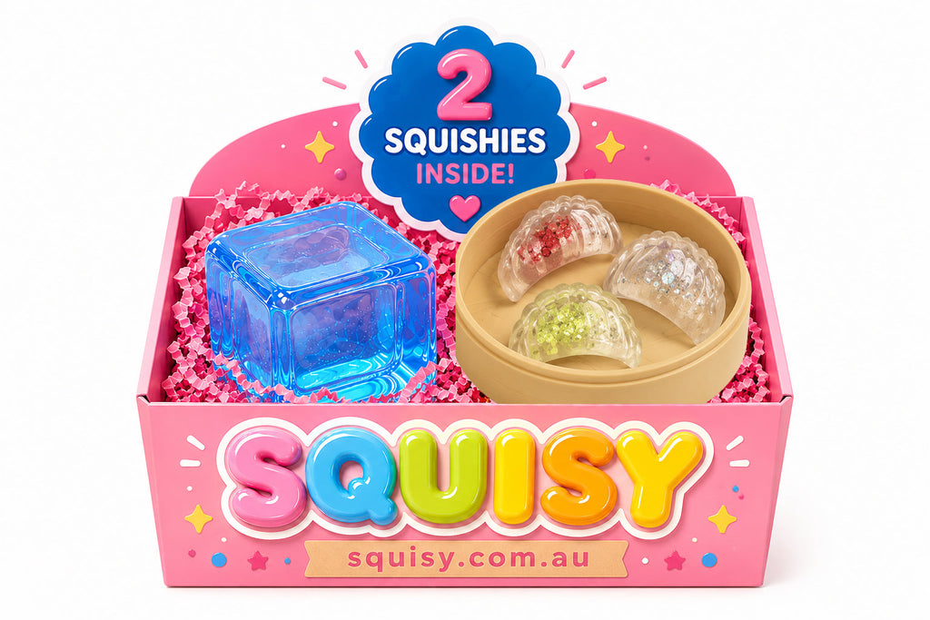 2-Piece Squishy Box – Shrimp Dumpling & Ice Cube Sensory Stress Relief Toy