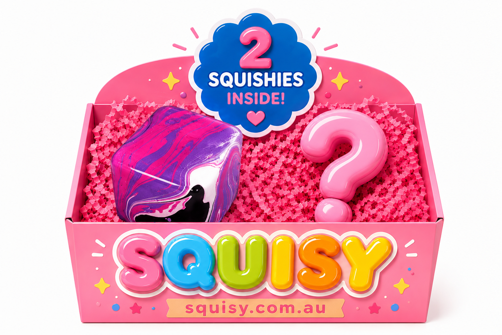 2-Piece Squishy Lucky Box –  Random Squishy & Marble Cube Squishy Sensory Stress Relief Toy