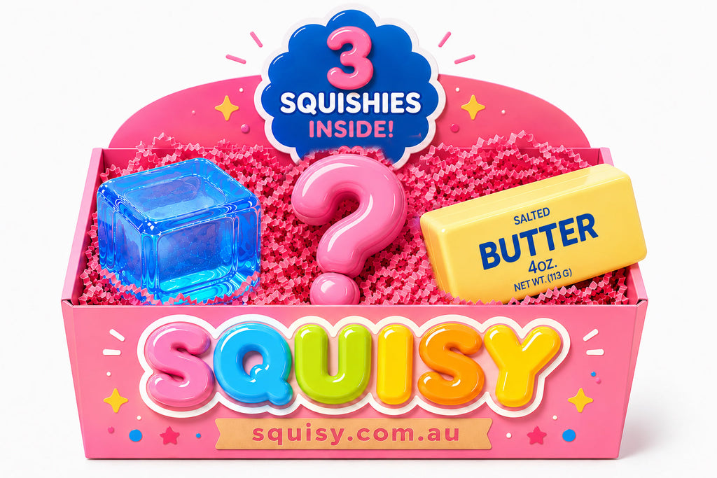 3-Piece Squishy Lucky Box –  Random Squishy & Ice Cube & Butter Sensory Stress Relief Toy