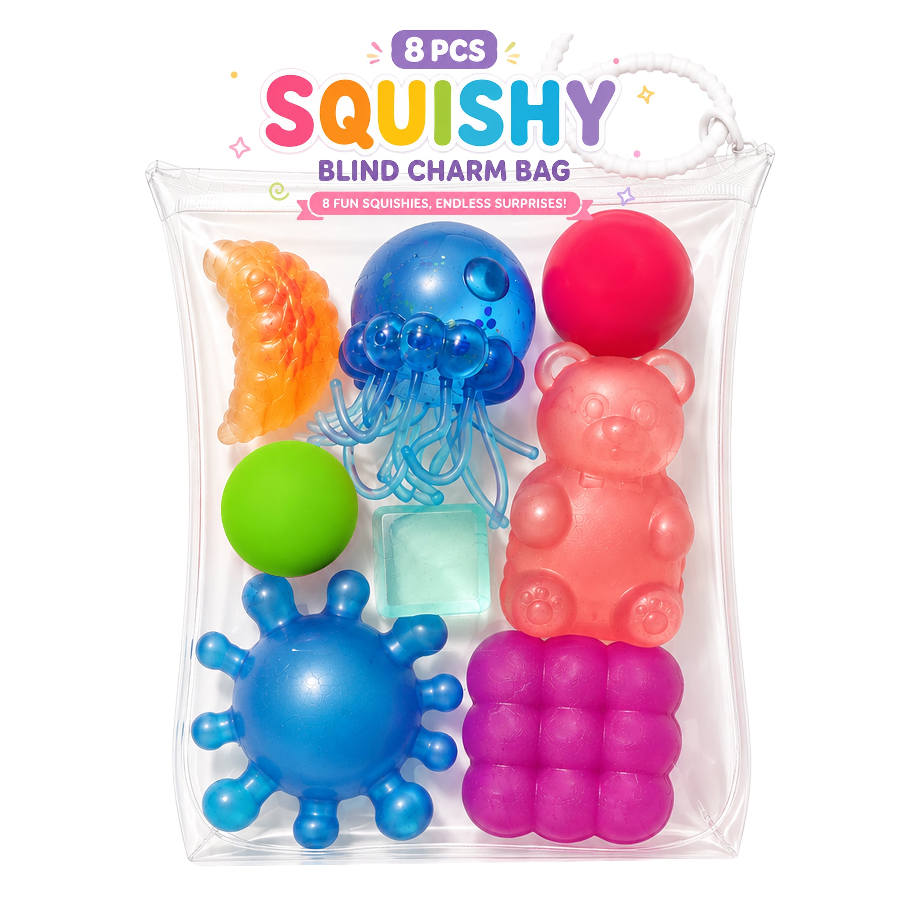 8 PCS Random  Squishies  Charm Bag