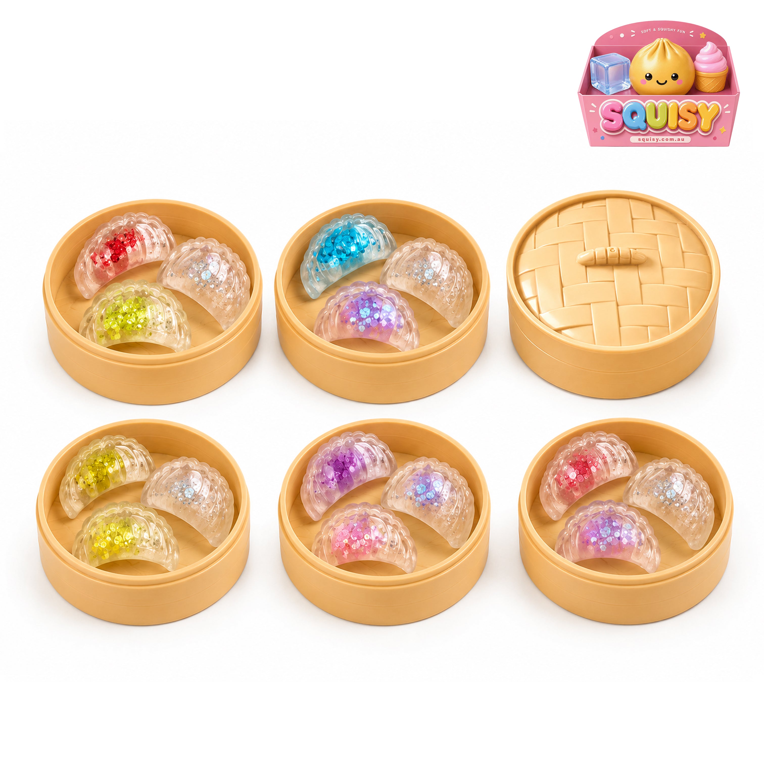 Soft Shrimp Dumpling Squishy Sensory Stress Relief Toy - 1-PIECE BOX