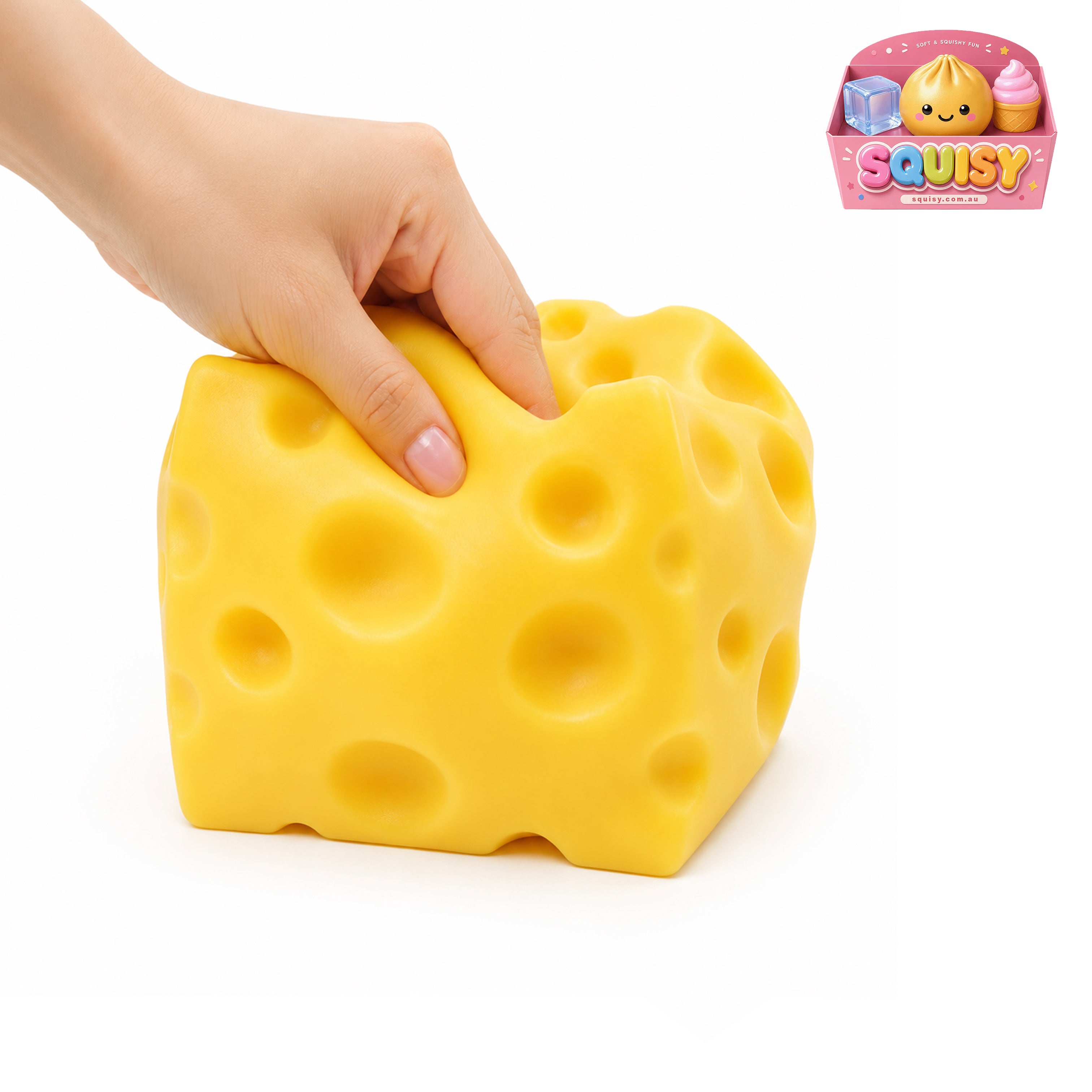 Soft Cheese Squishy Cube Sensory Stress Relief Toy - 1-PIECE BOX