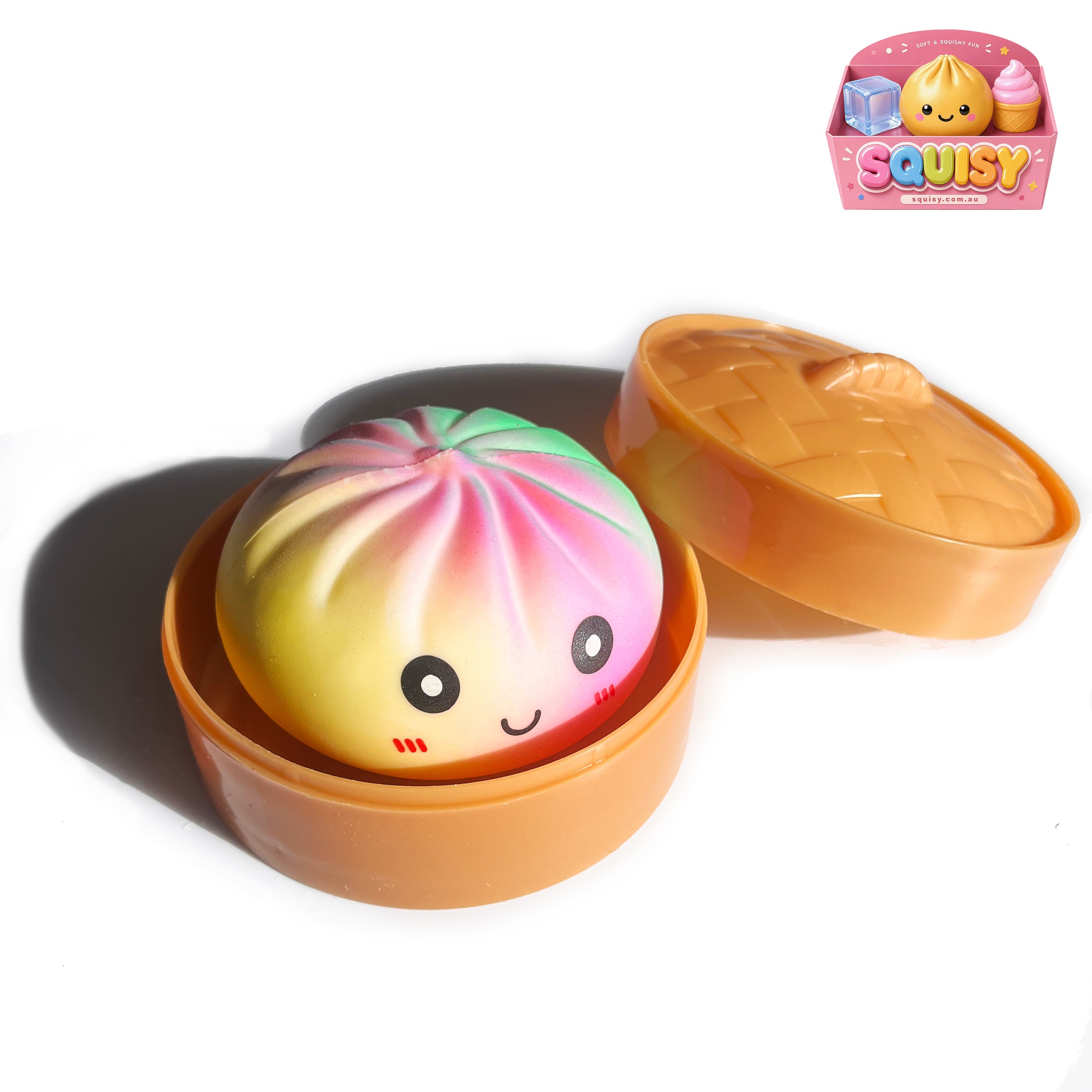 3 Pack Dumpling Squishy - Slow Rise + Rainbow+Shrimp Sensory Stress Relief Toy