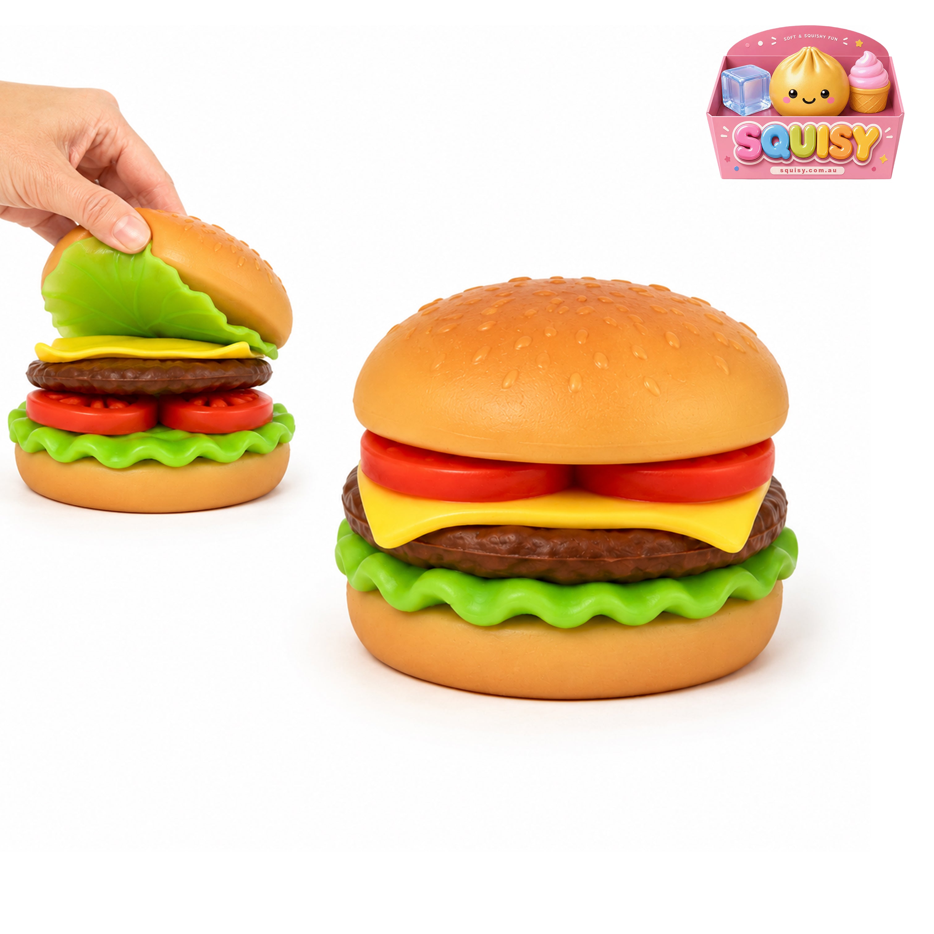 Hamburger Squishy Sensory Stress Relief Toy - 1-PIECE BOX