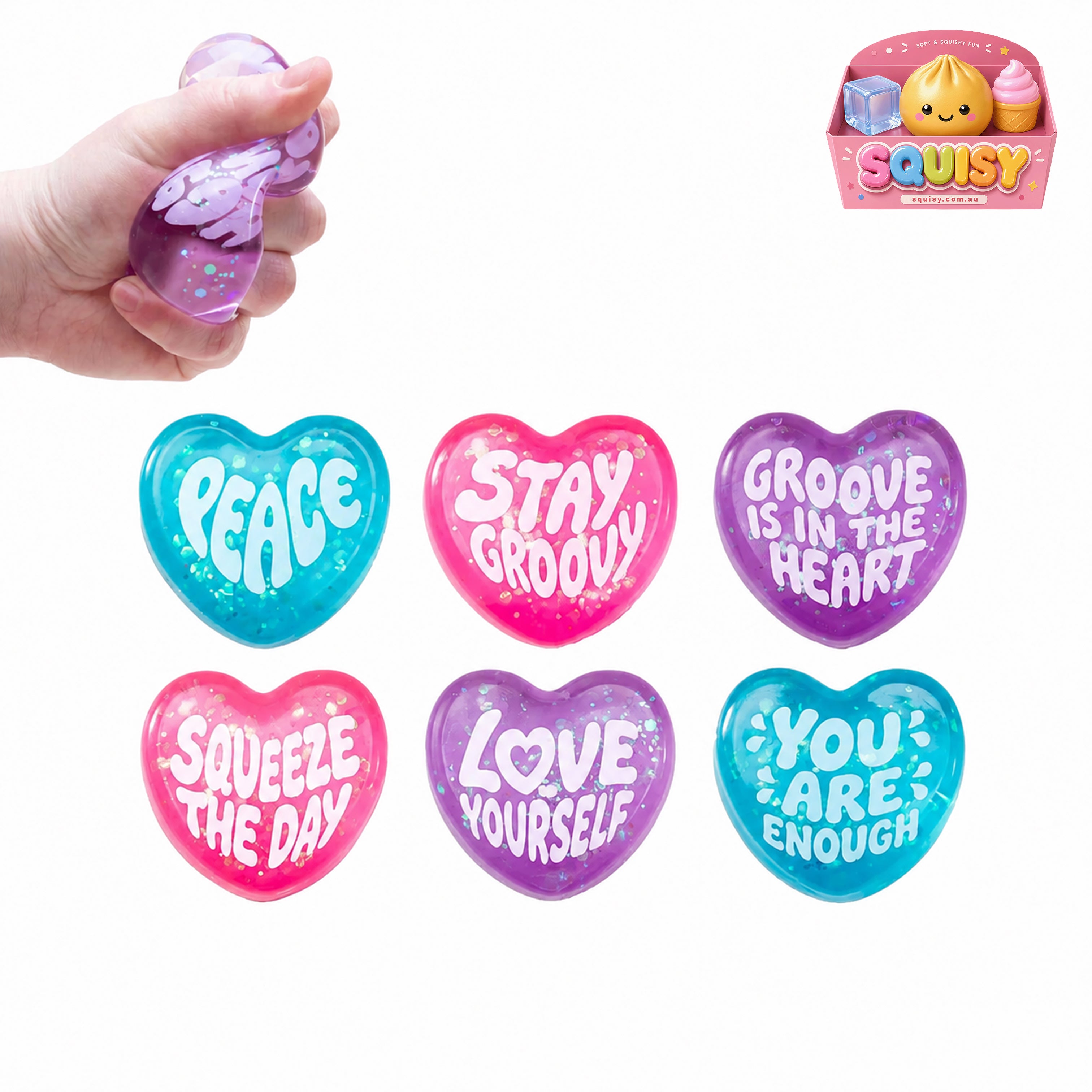 Heart Shaped Squeeze Slow Rising Sensory Stress Relief Toy - 1-PIECE BOX