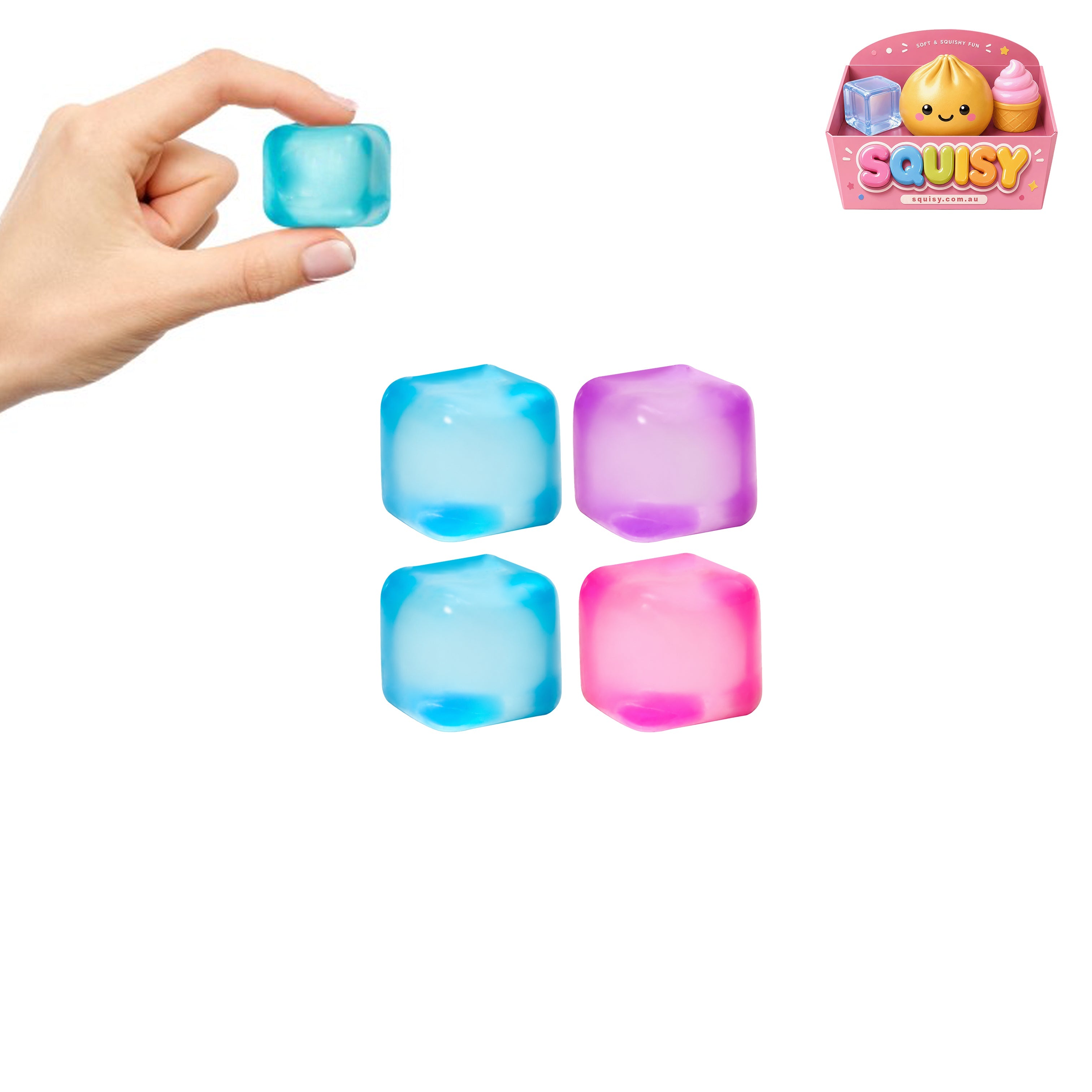 SQUISY Mini Ice Cube Squishy Sensory Stress Relief Toy - 1-PIECE BOX